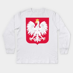 Poland, polish eagle in shield Kids Long Sleeve T-Shirt